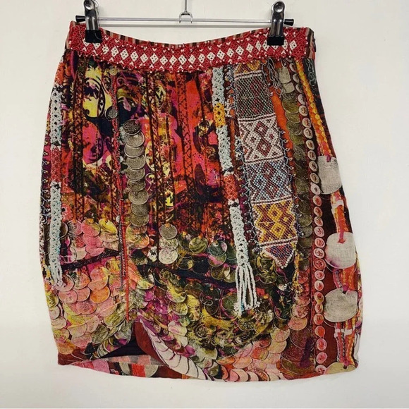 Desigual 34/XS Beaded Mini Skirt Boho - Picture 1 of 7